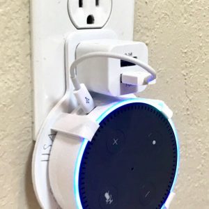 Twin USB Port PLUG-IN Wall Mount for Amazon Echo Dot 2nd Gen (White)